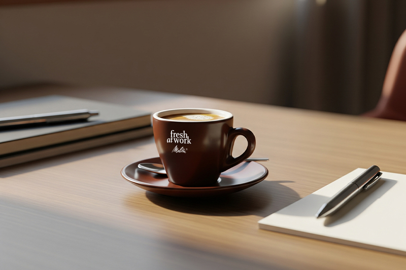 Eine Espresso Tasse auf der Arbeit im Büro | fresh at work