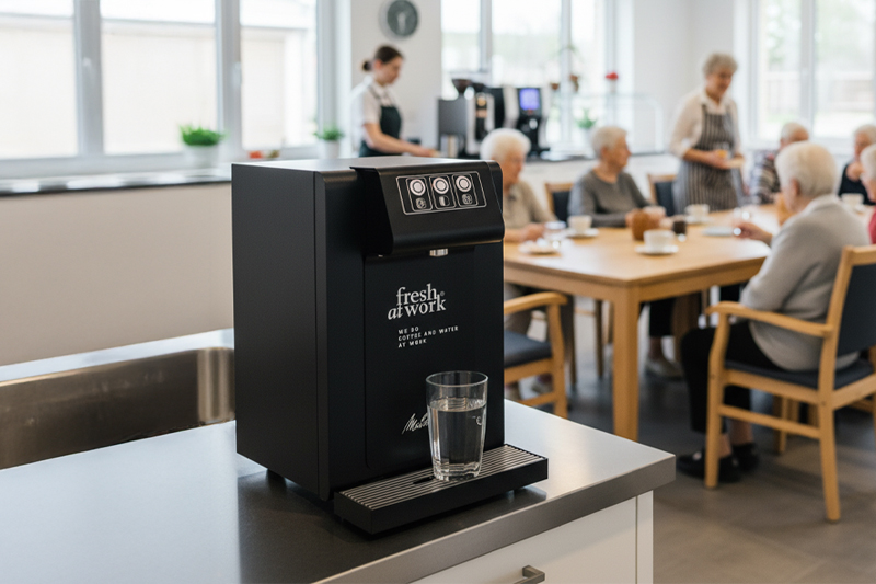 Wasserspender für Seniorenheime | fresh at work Erfahren Sie, warum Wasserspender in Pflegeeinrichtungen und Seniorenheimen für mehr Gesundheit, Hygiene und Komfort sorgen. Jetzt Lesen!