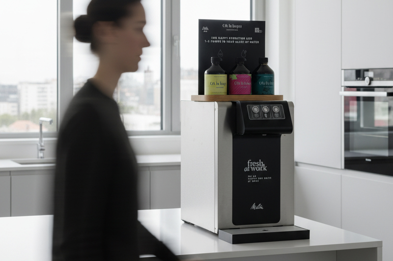 Infused Water für das Büro ✓ Wasser mit Geschmack ohne Zucker ✓100 % natürlich ✓ Perfekt für den Wasserspender im Büro ✓ Jetzt mieten!