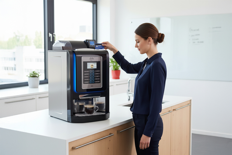 Faire Kaffeekultur im Büro: Entdecken Sie smarte Bezahlsysteme für Kaffeevollautomaten ✓ Mit Karte, Chip oder Münze ✓Jetzt bei fresh at work mieten!