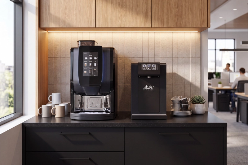 Kaffeevollautomat und Wasserspender von fresh at work 