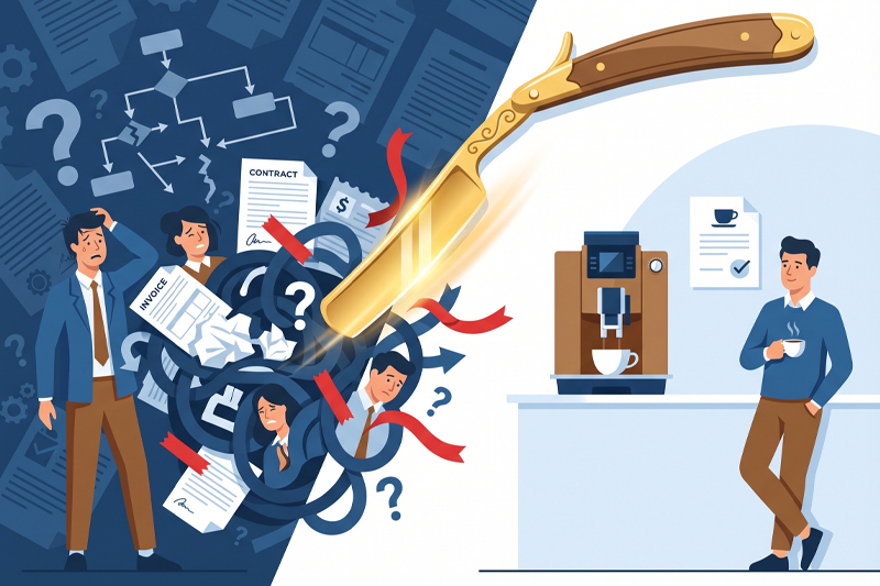 Ockhams Rasiermesser im Büro ✓ Einen Kaffeevollautomaten zu mieten kann so einfach sein ✓ Administrative Freiheit gewinnen ✓ Jetzt lesen!